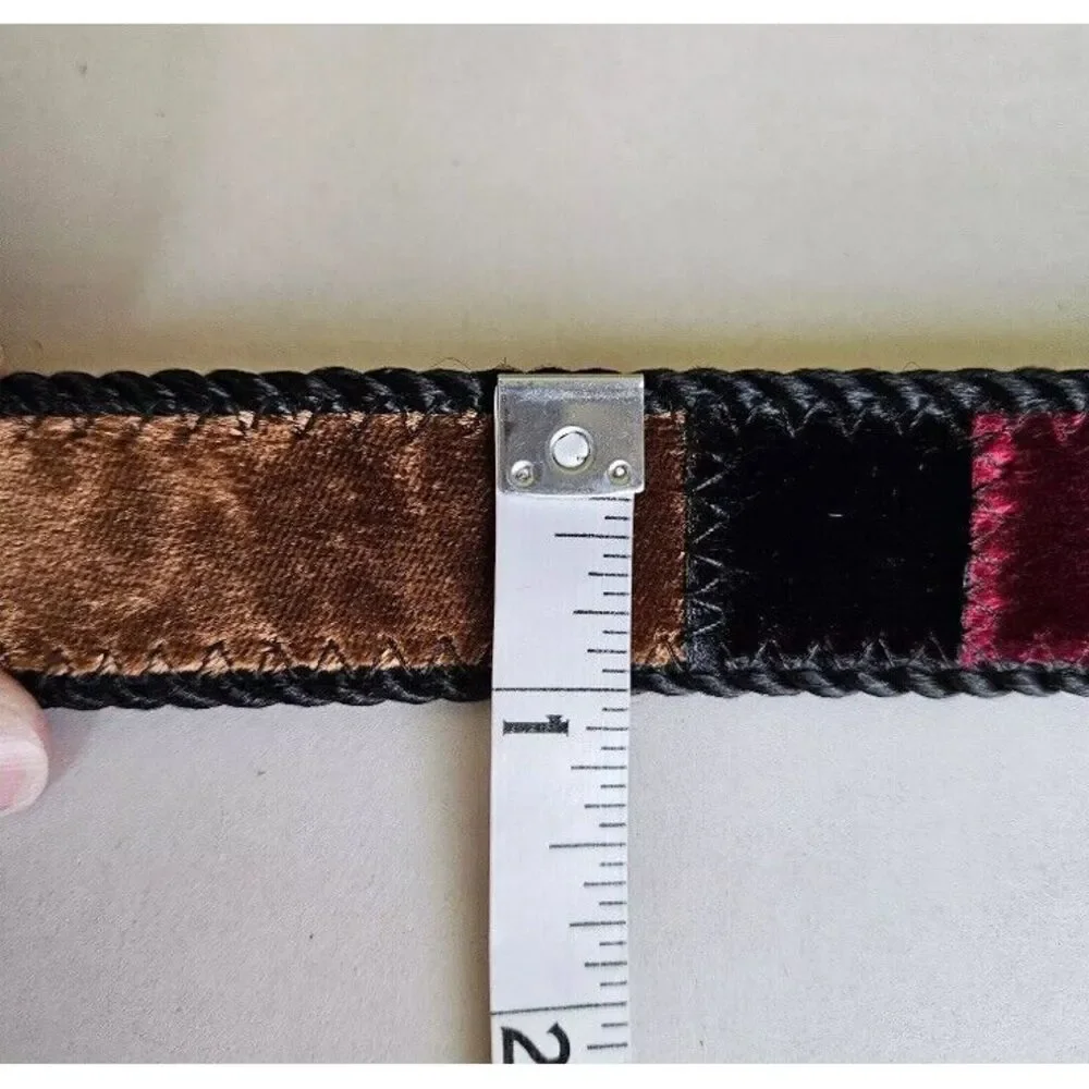 Vintage 1980s Elite Women's Tapestry Velvet Color Block Belt Size Medium 29
